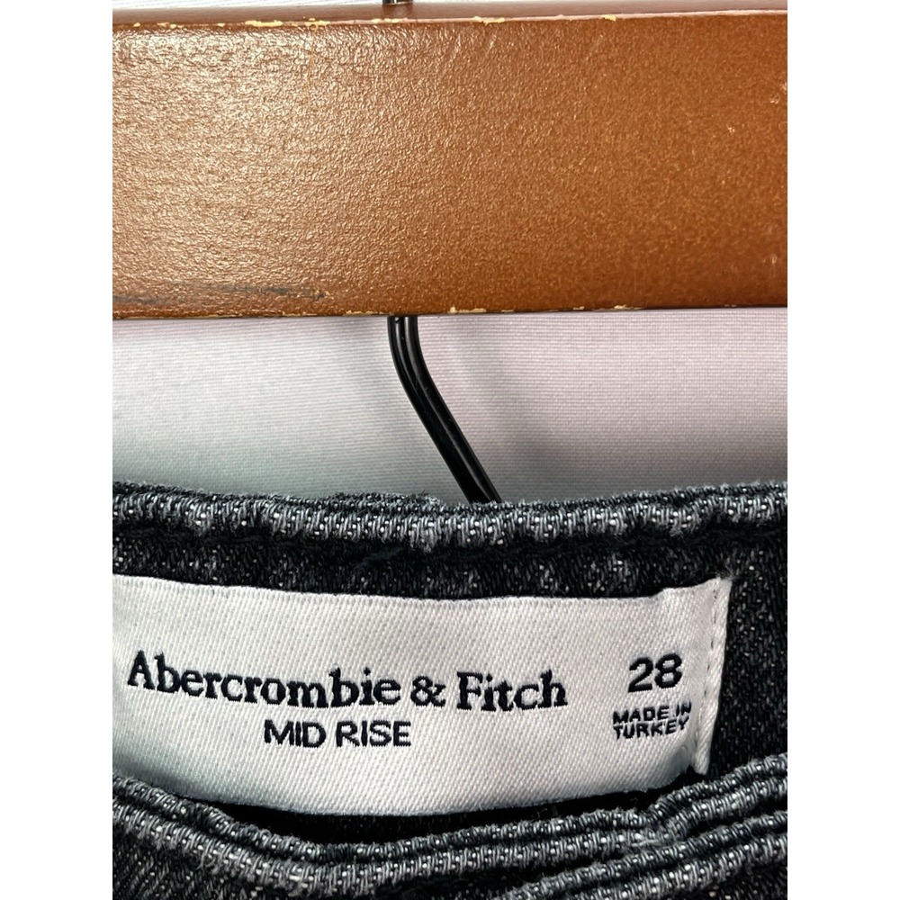 Abercrombie & Fitch Bubble Hem Denim Micro-Mini Jean Skirt 28" Black Y2K NEW - Picture 4 of 10